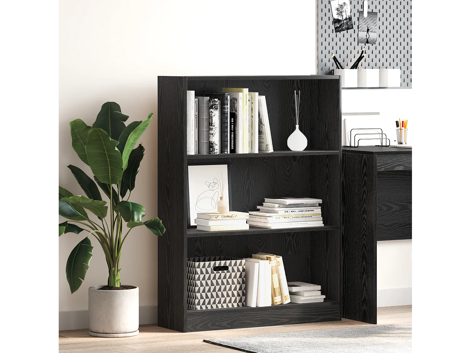 Bibliothèque | Etagère de rangement | Meuble de rangement Chêne noir 80 x 24 x 109 cm Panneau de particules