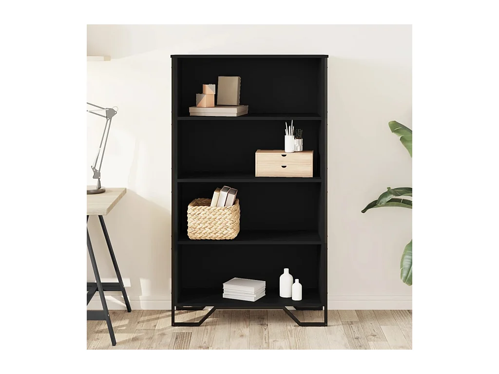 Bibliothèque | Etagère de rangement | Meuble de rangement noir 80x31x137,5 cm bois d'ingénierie