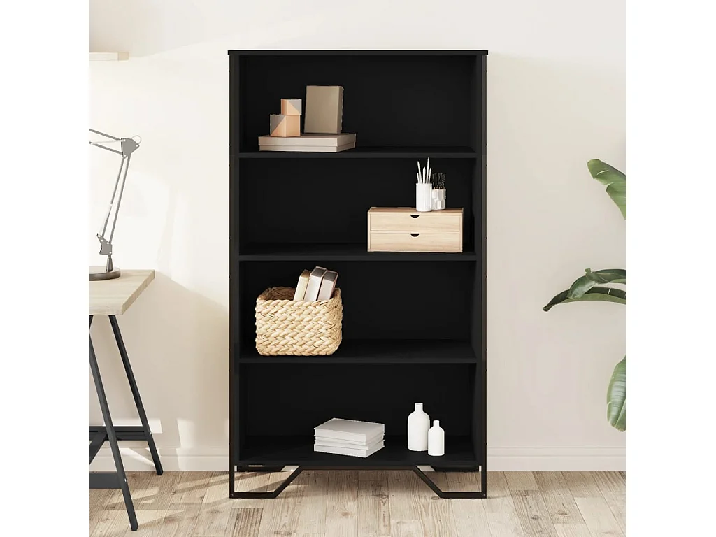 Bibliothèque | Etagère de rangement | Meuble de rangement noir 80x31x137,5 cm bois d'ingénierie