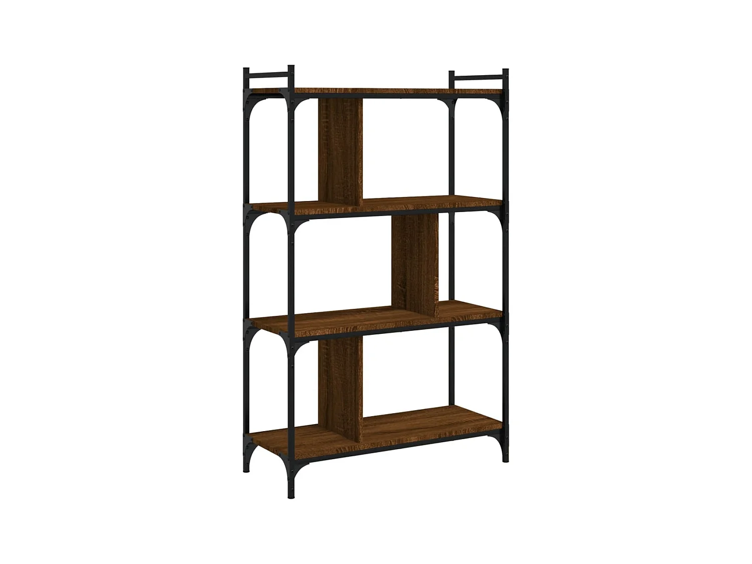 Bibliothèque | Etagère de rangement | Meuble de rangement 4 niveaux chêne brun 76x32x123cm bois d'ingénierie