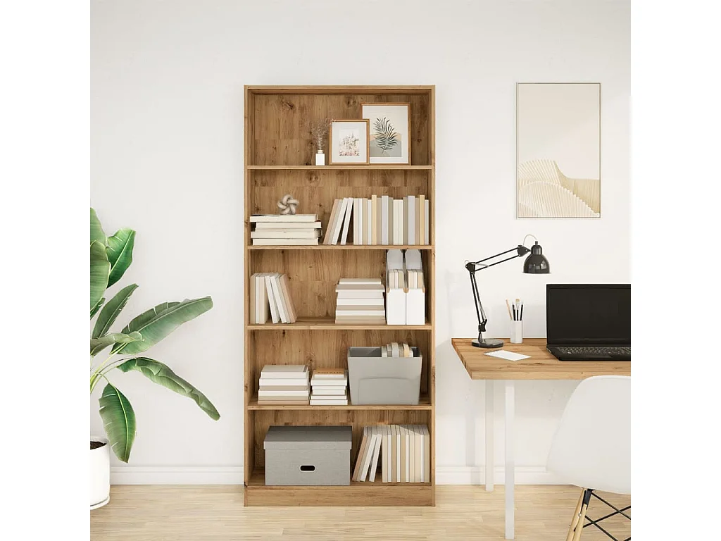 Libreria | Scaffale | Mobile di stoccaggio Rovere Artigianale 80x24x176 cm in Legno Multistrato