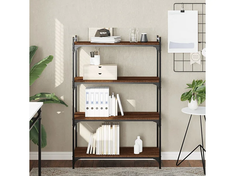 Bibliothèque | Etagère de rangement | Meuble de rangement 4 niveaux chêne marron 80x30x120cm bois ingénierie