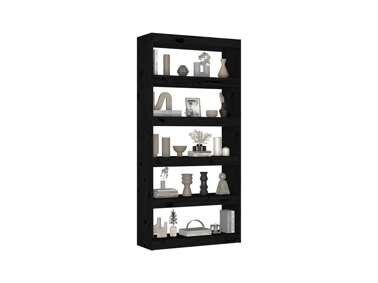 Bibliothèque | Etagère de rangement | Meuble de rangement Noir 80x30x167,4 cm Pin massif