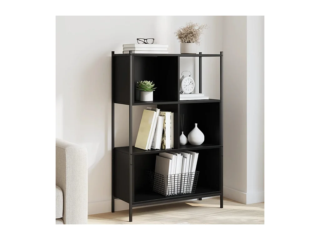 Bibliothèque | Etagère de rangement | Meuble de rangement noir 72x28x109 cm bois d'ingénierie