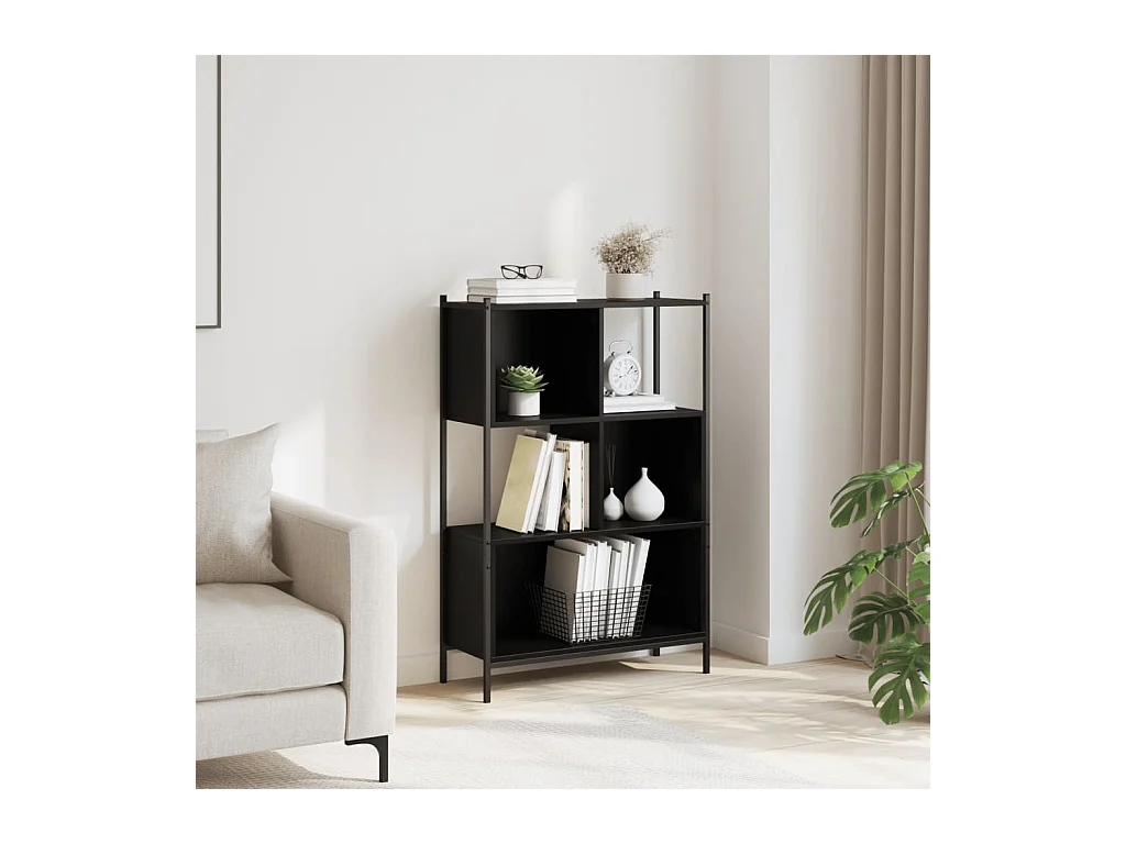 Bibliothèque | Etagère de rangement | Meuble de rangement noir 72x28x109 cm bois d'ingénierie