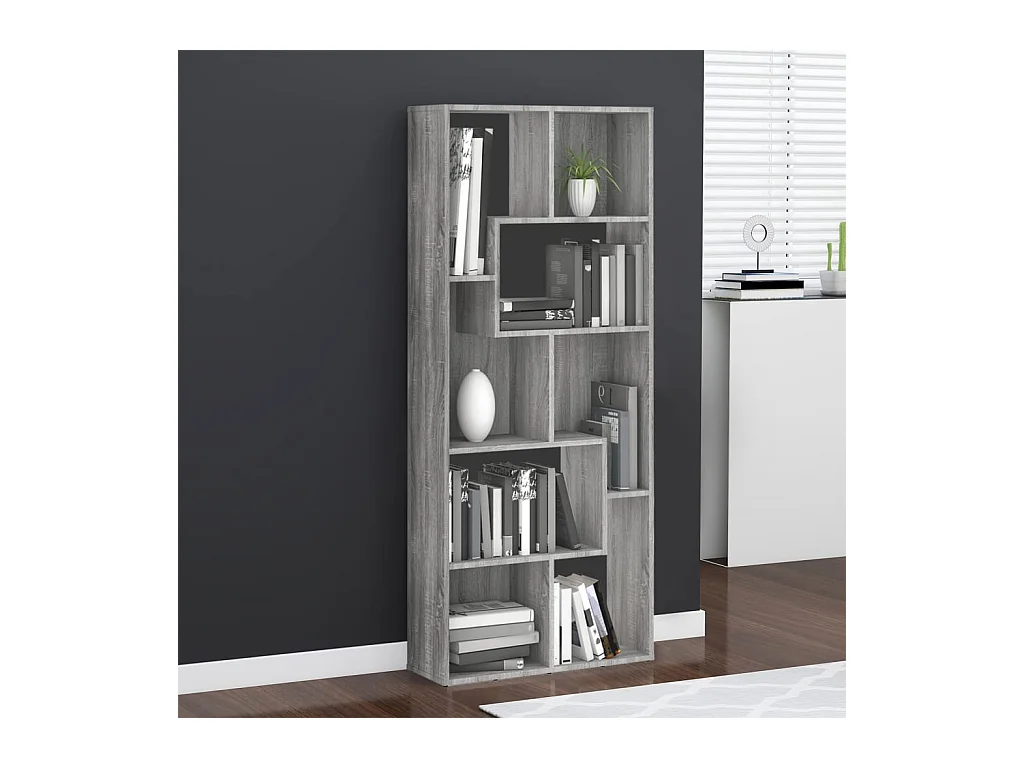 Bibliothèque | Etagère de rangement | Meuble de rangement Sonoma gris 67x24x161 cm Bois d'ingénierie