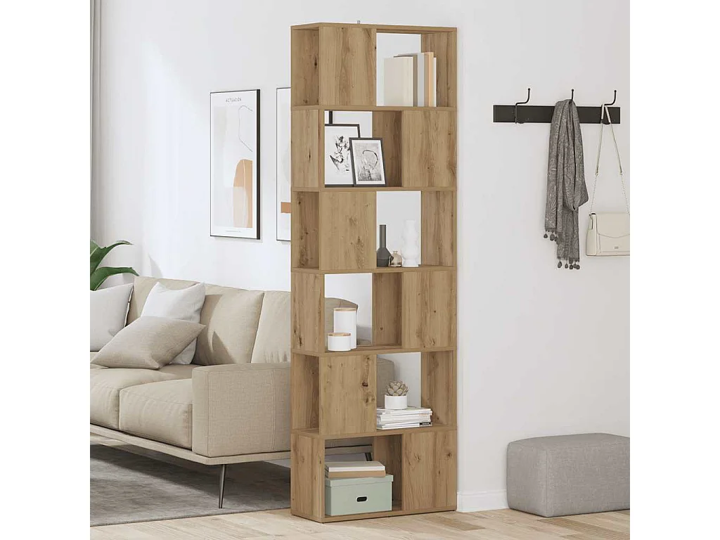 Libreria | Scaffale | Mobile di stoccaggio Divisorio Stanza Rovere Artigianale 60x24x186 cm