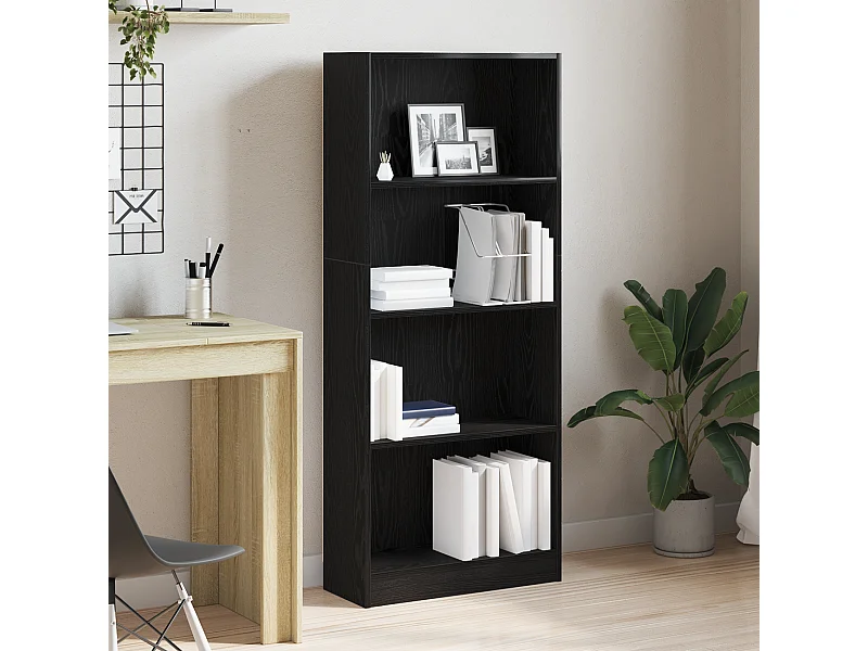 Libreria | Scaffale | Mobile di stoccaggio in rovere nero - 60 x 24 x 143 cm - Fatto in legno ingegnerizzato