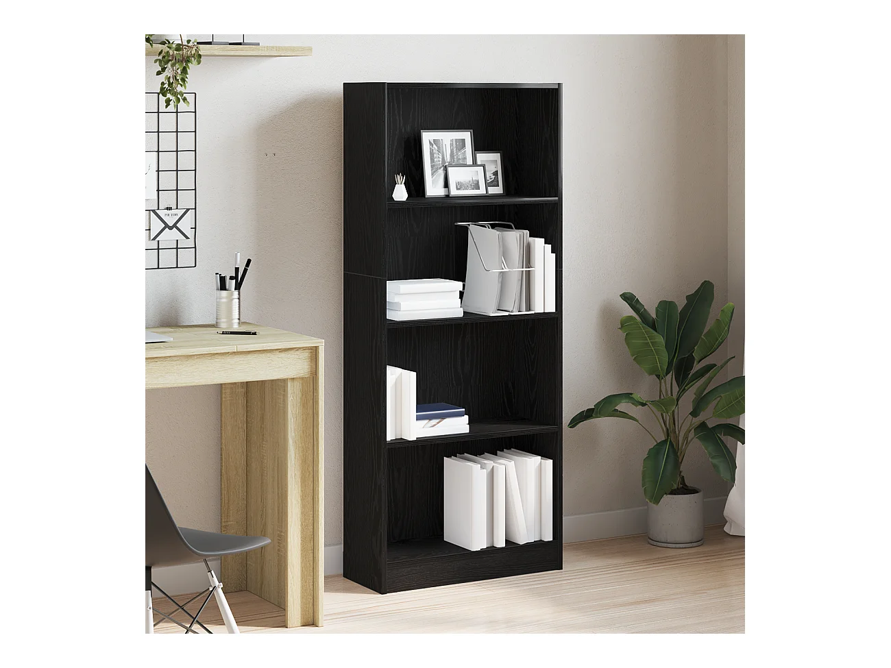 Bibliothèque | Etagère de rangement | Meuble de rangement en chêne noir - 60 x 24 x 143 cm - En bois reconstitué