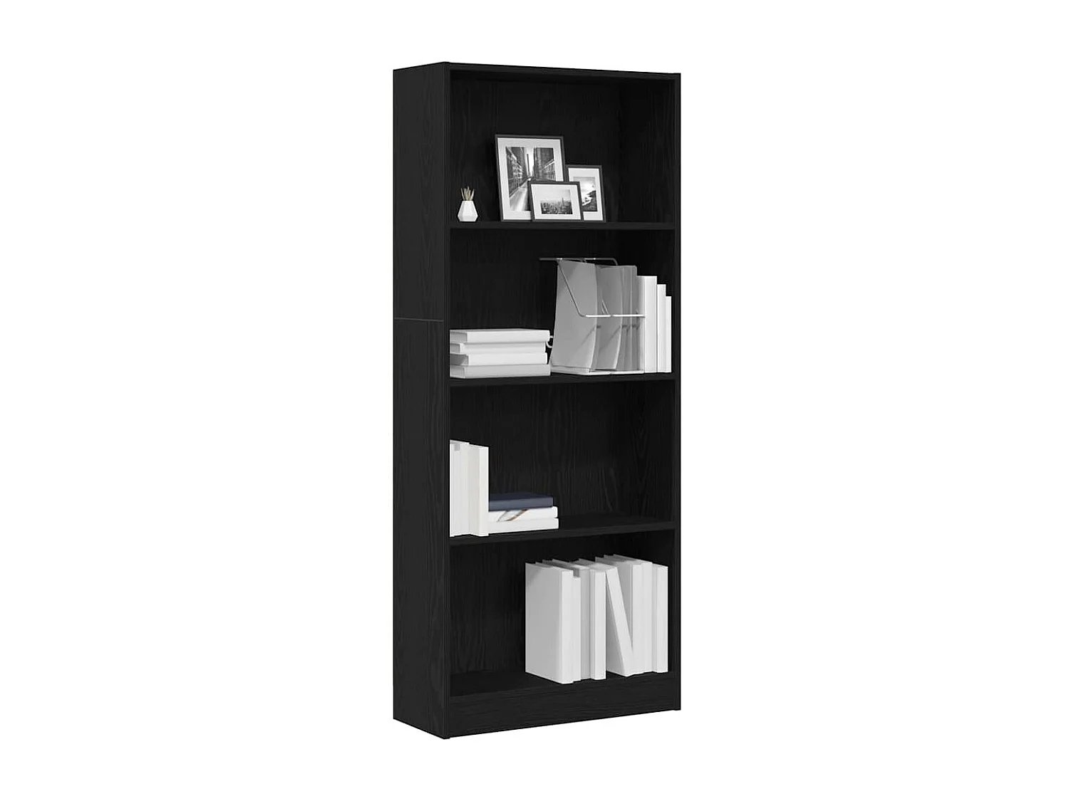 Bibliothèque | Etagère de rangement | Meuble de rangement en chêne noir - 60 x 24 x 143 cm - En bois reconstitué