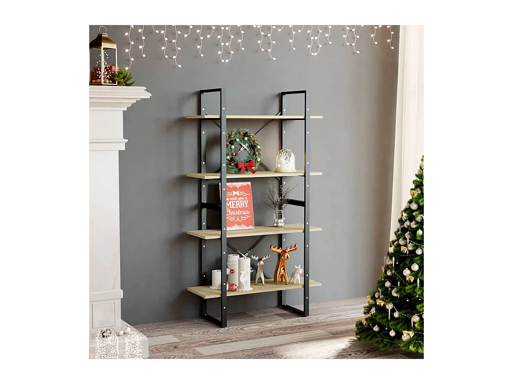 Bibliothèque | Etagère de rangement | Meuble de rangement à 4 niveaux chêne sonoma bois d'ingénierie