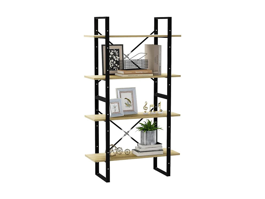 Bibliothèque | Etagère de rangement | Meuble de rangement à 4 niveaux chêne sonoma bois d'ingénierie