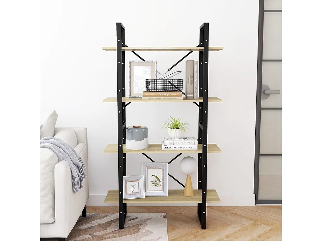 Libreria | Scaffale | Mobile di stoccaggio 4 Ripiani Rovere Sonoma 80x30x140 cm Legno Multistrato