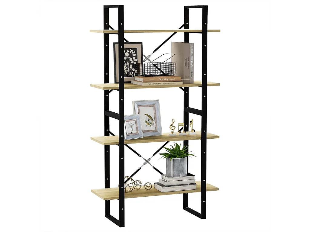 Libreria | Scaffale | Mobile di stoccaggio 4 Ripiani Rovere Sonoma 80x30x140 cm Legno Multistrato