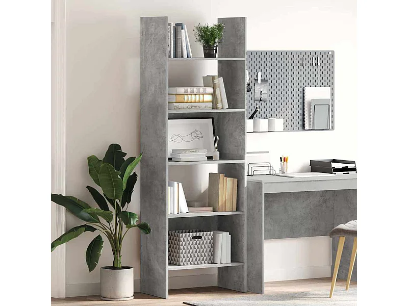 Bibliothèque | Etagère de rangement | Meuble de rangement Gris béton 60x35x180 cm Bois d’ingénierie
