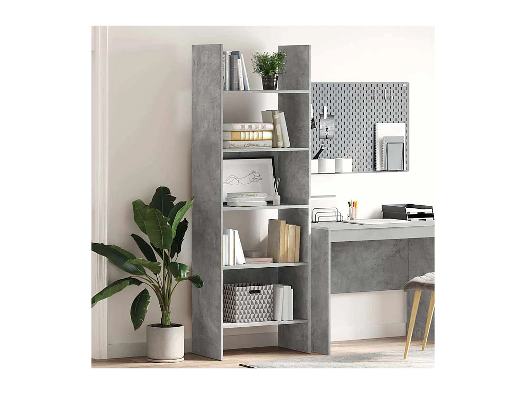 Libreria | Scaffale | Mobile di stoccaggio Grigio Cemento 60x35x180 cm in Legno Multistrato