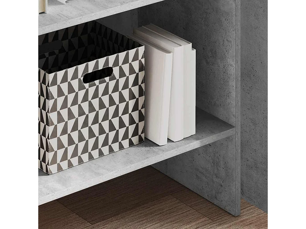 Libreria | Scaffale | Mobile di stoccaggio Grigio Cemento 60x35x180 cm in Legno Multistrato