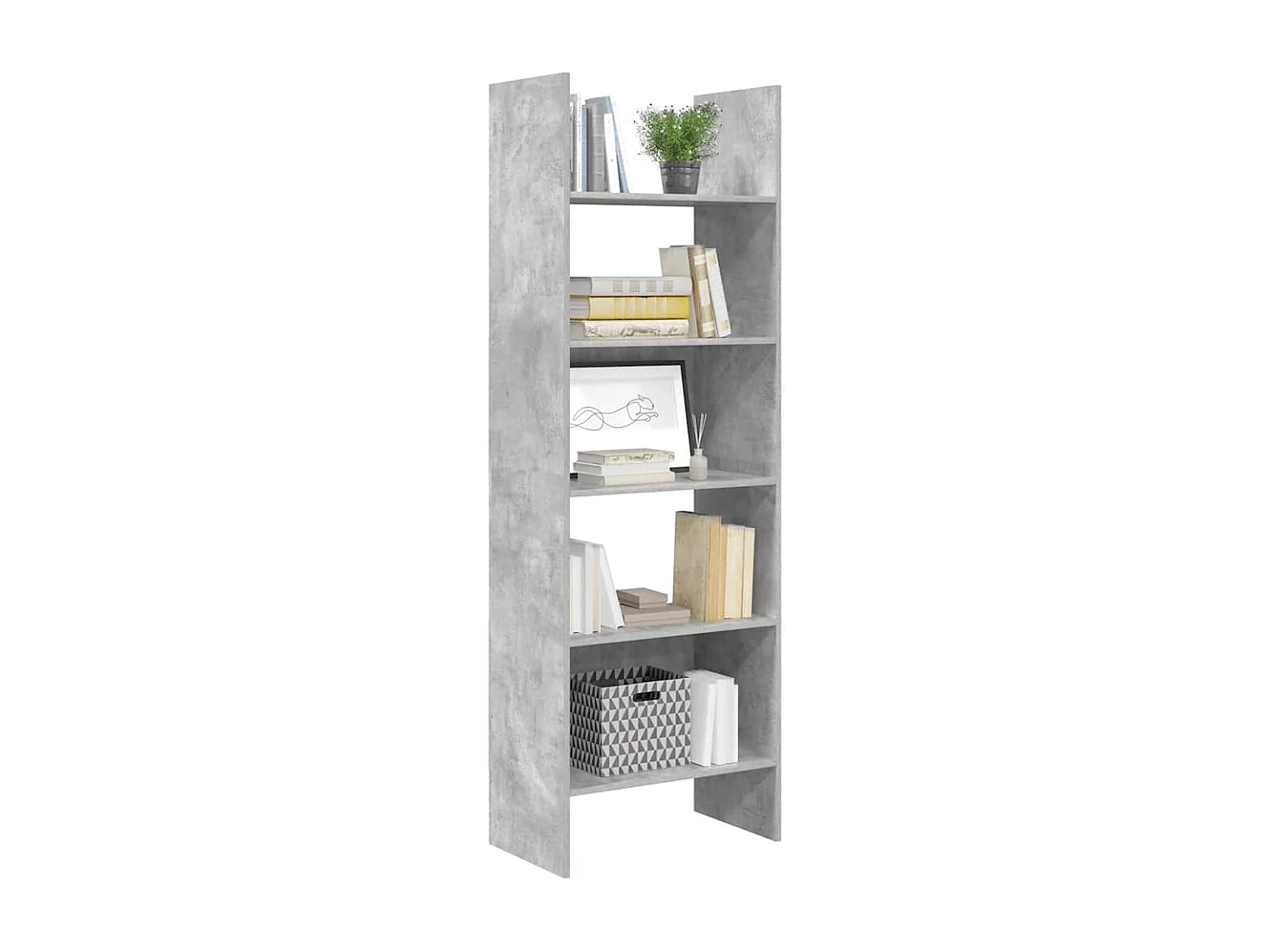 Libreria | Scaffale | Mobile di stoccaggio Grigio Cemento 60x35x180 cm in Legno Multistrato