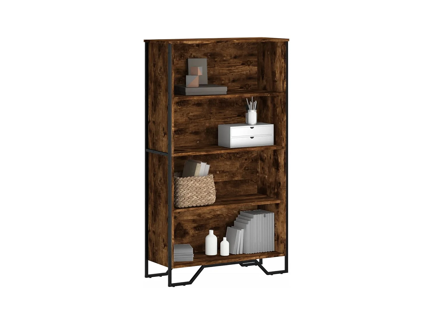 Bibliothèque | Etagère de rangement | Meuble de rangement chêne fumé 80x31x137,5 cm bois d'ingénierie