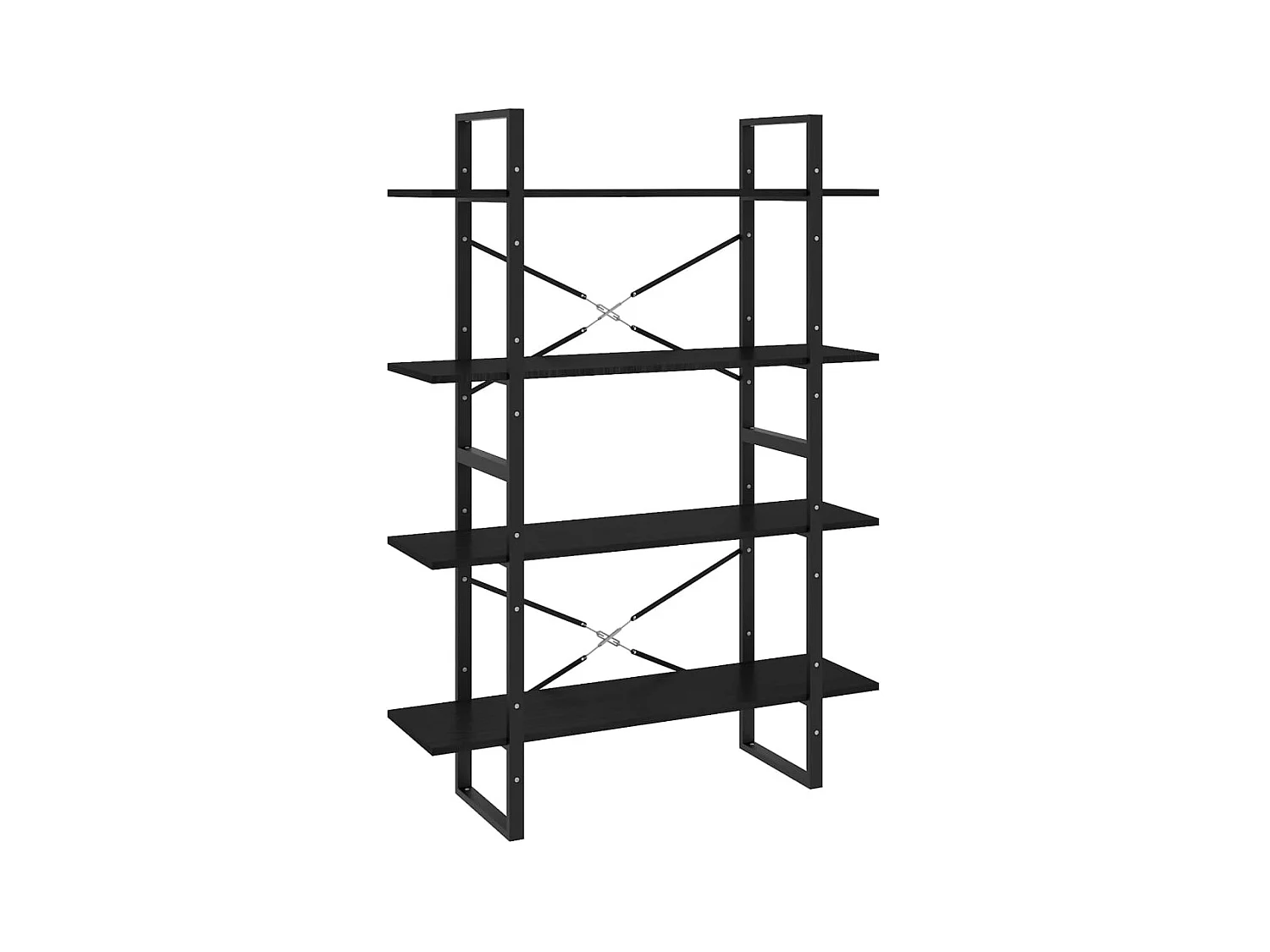 Bibliothèque | Etagère de rangement | Meuble de rangement à 4 niveaux Noir 100x30x140 cm Bois de pin massif