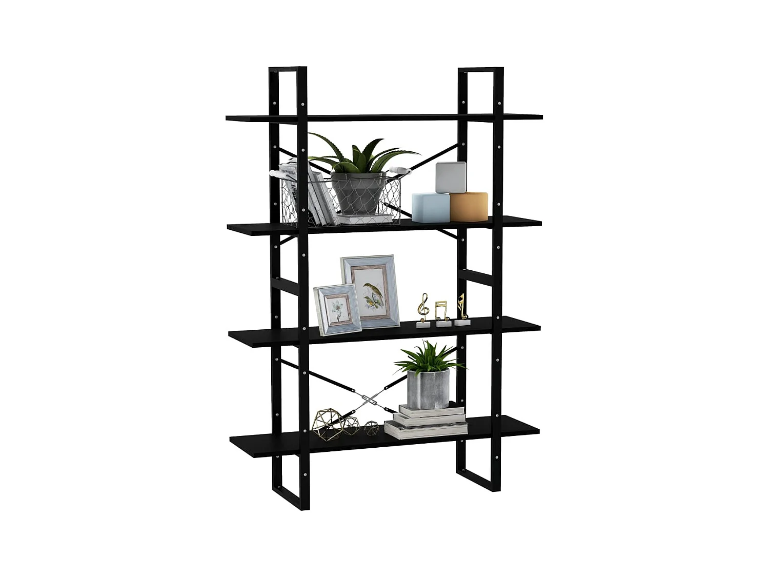 Bibliothèque | Etagère de rangement | Meuble de rangement à 4 niveaux Noir 100x30x140 cm Bois de pin massif