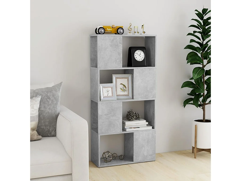 Libreria | Scaffale | Mobile di stoccaggio Divisorio Grigio Cemento 60x24x124,5 cm