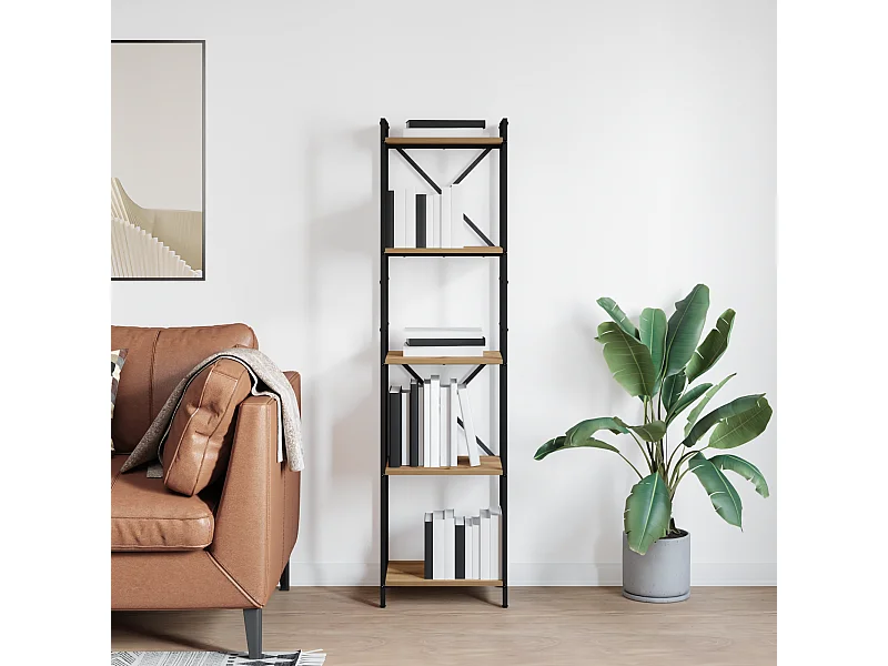 Bibliothèque | Etagère de rangement | Meuble de rangement chêne artisanal 40 x 30 x 153 cm Bois d'ingénierie