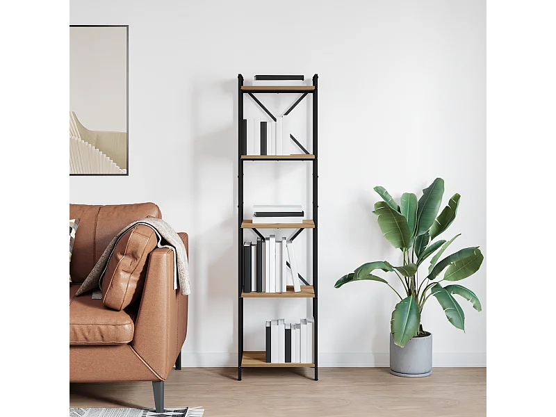 Bibliothèque | Etagère de rangement | Meuble de rangement chêne artisanal 40 x 30 x 153 cm Bois d'ingénierie