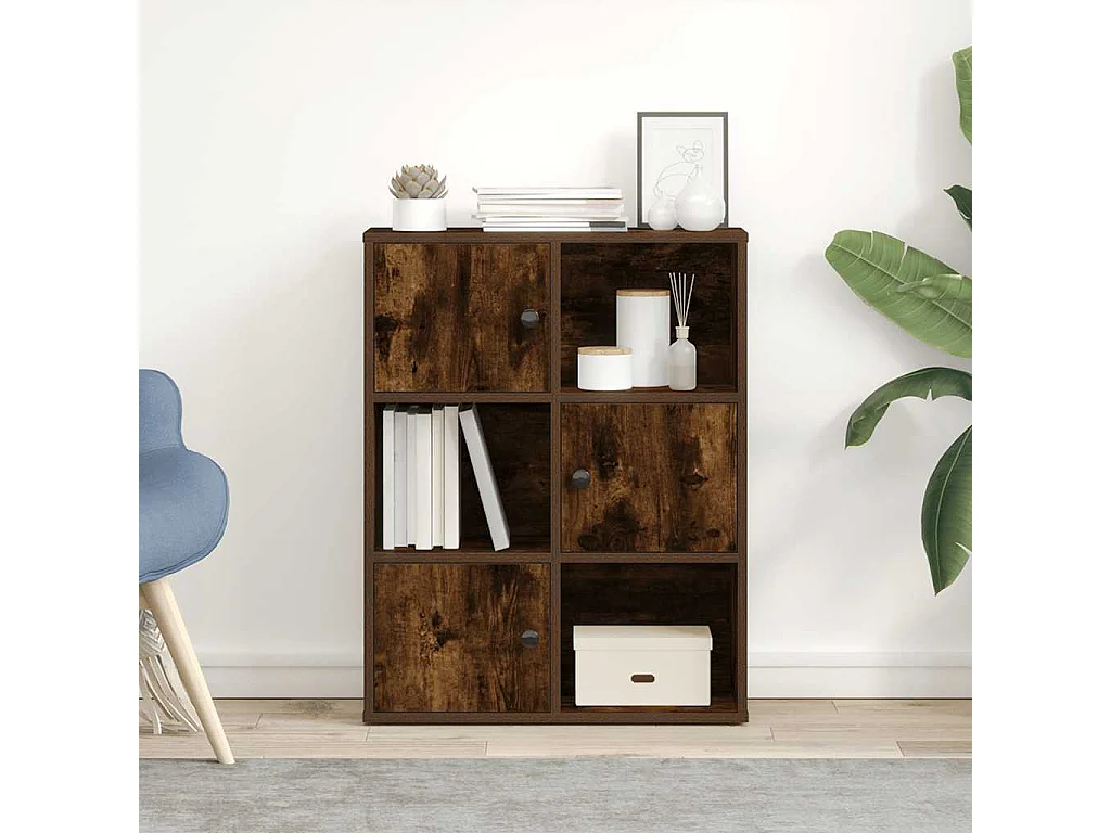 Bibliothèque | Etagère de rangement | Meuble de rangement chêne fumé 60x24x76,5 cm bois d'ingénierie