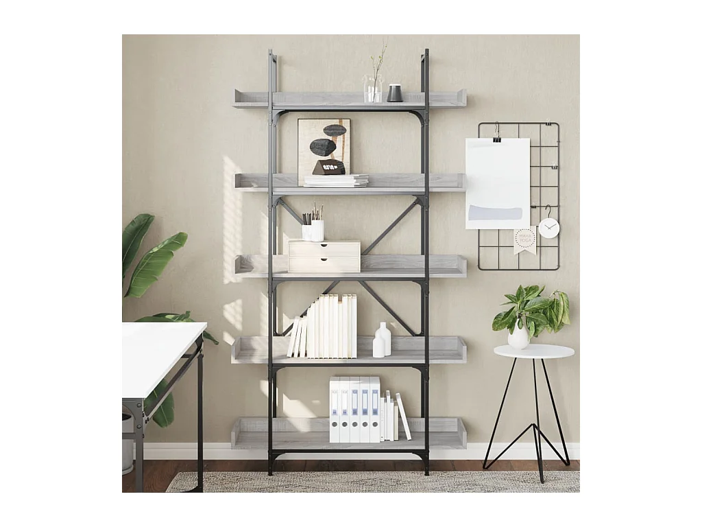 Libreria | Scaffale | Mobile di stoccaggio 5 Ripiani Grigio Sonoma 100x33x180,5 Legno Multistrato