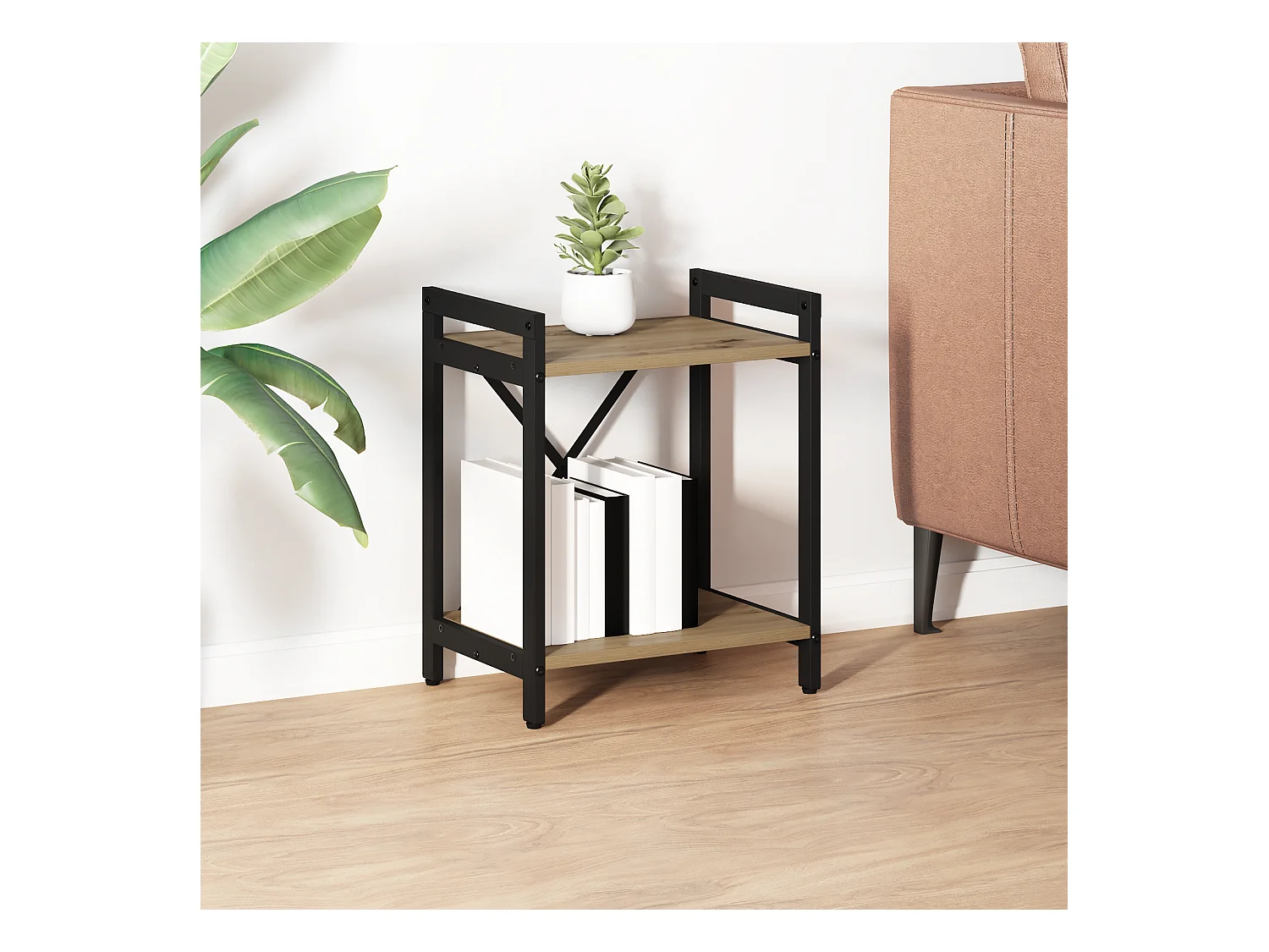 Bibliothèque | Etagère de rangement | Meuble de rangement chêne artisanal 40 x 30 x 48.5 cm