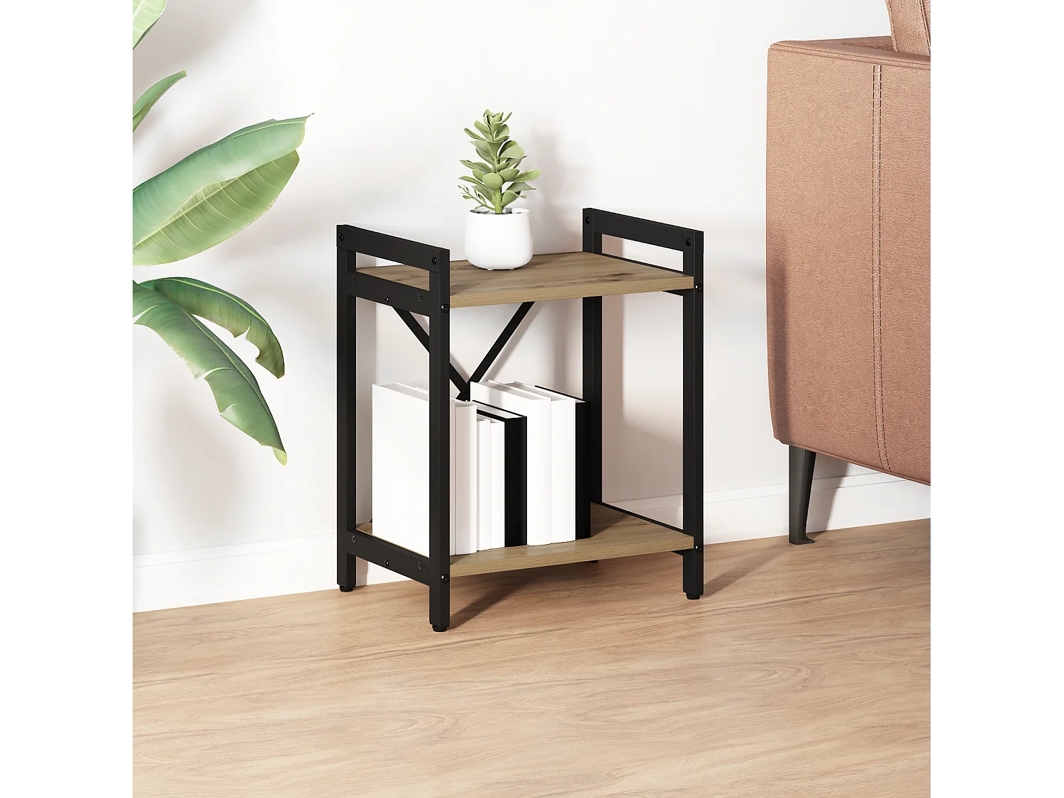 Bibliothèque | Etagère de rangement | Meuble de rangement chêne artisanal 40 x 30 x 48.5 cm