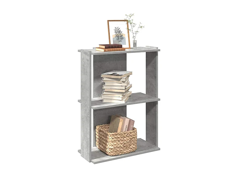 Libreria | Scaffale | Mobile di stoccaggio 3 Ripiani Grigio Cemento 60x30x80 cm Multistrato