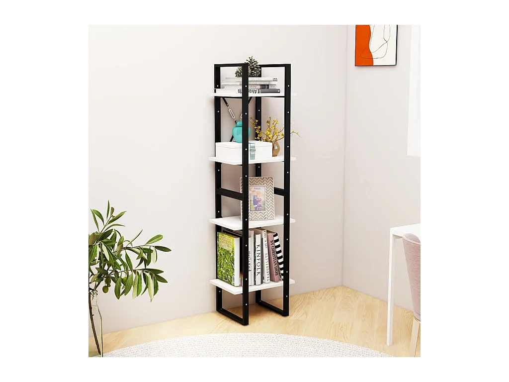 Bibliothèque | Etagère de rangement | Meuble de rangement à 4 niveaux blanc 40x30x140 cm bois de pin massif