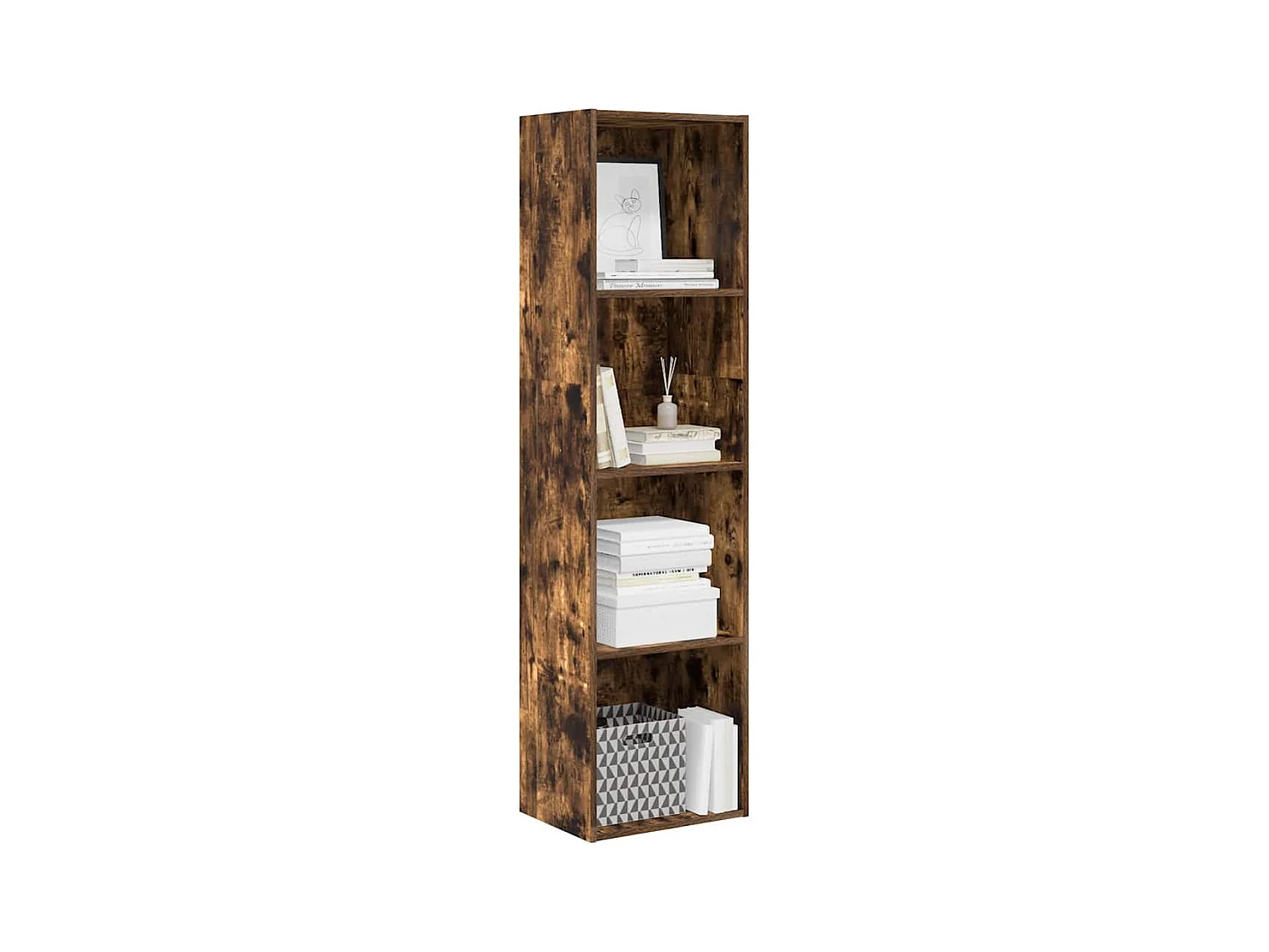 Bibliothèque | Etagère de rangement | Meuble de rangement chêne fumé 40x30x152 cm bois d'ingénierie