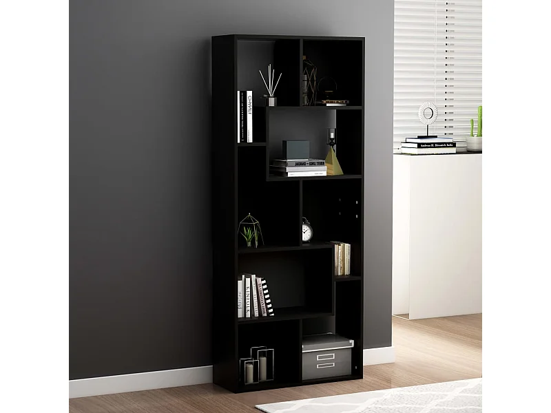 Bibliothèque | Etagère de rangement | Meuble de rangement Noir 67x24x161 cm Bois d'ingénierie