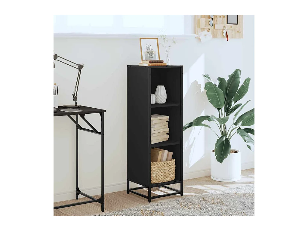 Bibliothèque | Etagère de rangement | Meuble de rangement noir 33,5x33x107,5 cm bois d'ingénierie