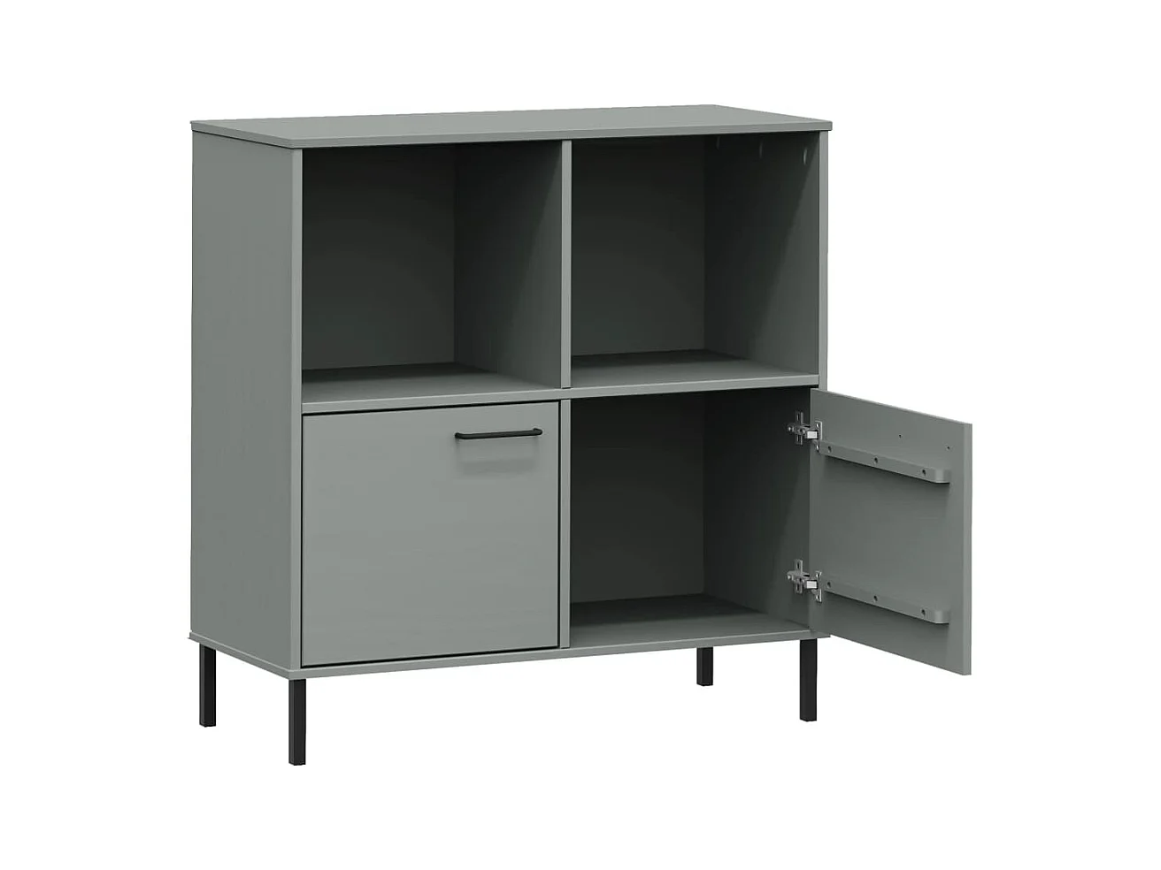 Bibliothèque | Etagère de rangement | Meuble de rangement avec pieds en métal Gris 90x35x90,5 cm Bois OSLO
