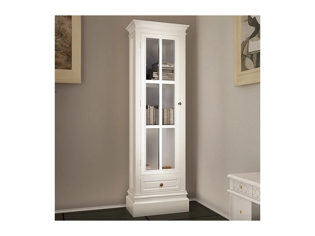 Armadietto con Libreria | Scaffale | Mobile di stoccaggio Elegante con 3 Scaffali Bianco in Legno