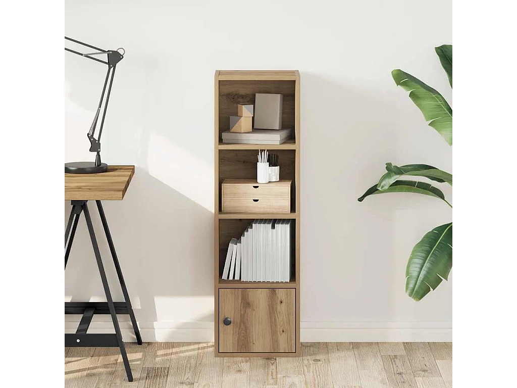 Bibliothèque | Etagère de rangement | Meuble de rangement chêne artisanal 31x24x102 cm bois d'ingénierie