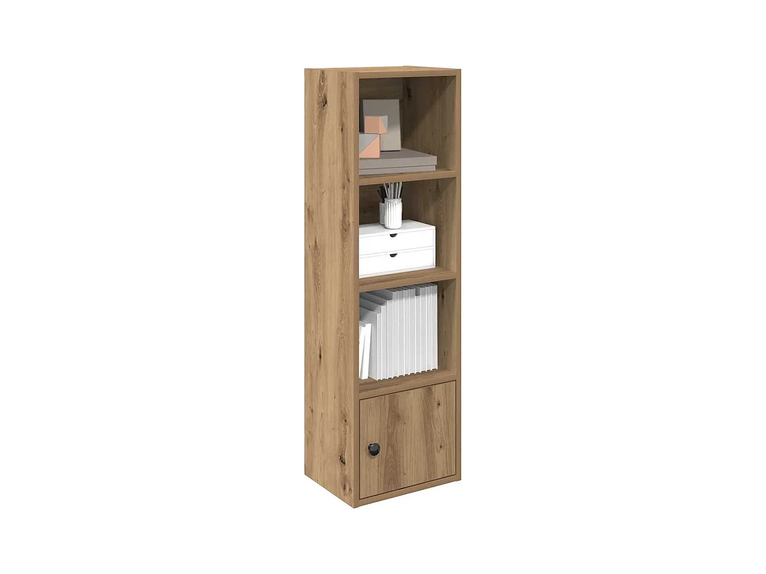 Bibliothèque | Etagère de rangement | Meuble de rangement chêne artisanal 31x24x102 cm bois d'ingénierie