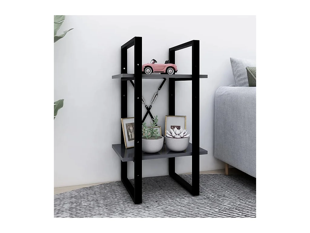 Bibliothèque | Etagère de rangement | Meuble de rangement à 2 niveaux gris 40x30x70 cm bois d'ingénierie