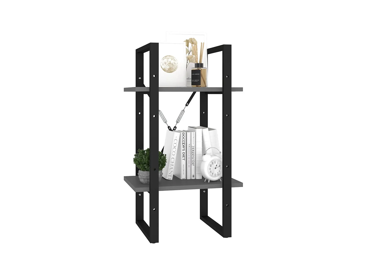 Bibliothèque | Etagère de rangement | Meuble de rangement à 2 niveaux gris 40x30x70 cm bois d'ingénierie