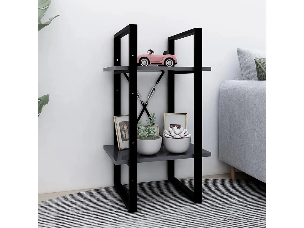 Libreria | Scaffale | Mobile di stoccaggio a 2 Ripiani Grigia 40x30x70 cm in Legno Multistrato