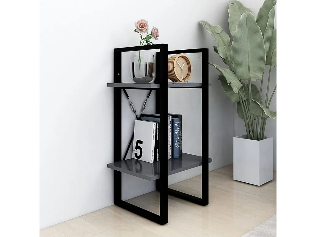 Libreria | Scaffale | Mobile di stoccaggio a 2 Ripiani Grigia 40x30x70 cm in Legno Multistrato