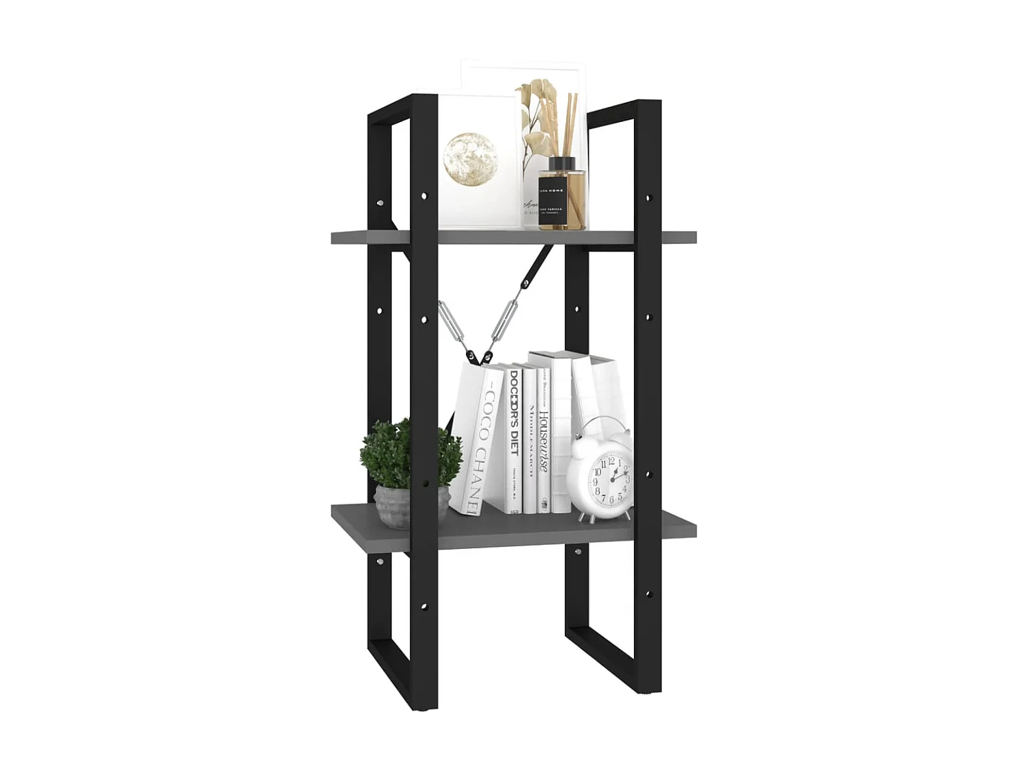 Libreria | Scaffale | Mobile di stoccaggio a 2 Ripiani Grigia 40x30x70 cm in Legno Multistrato