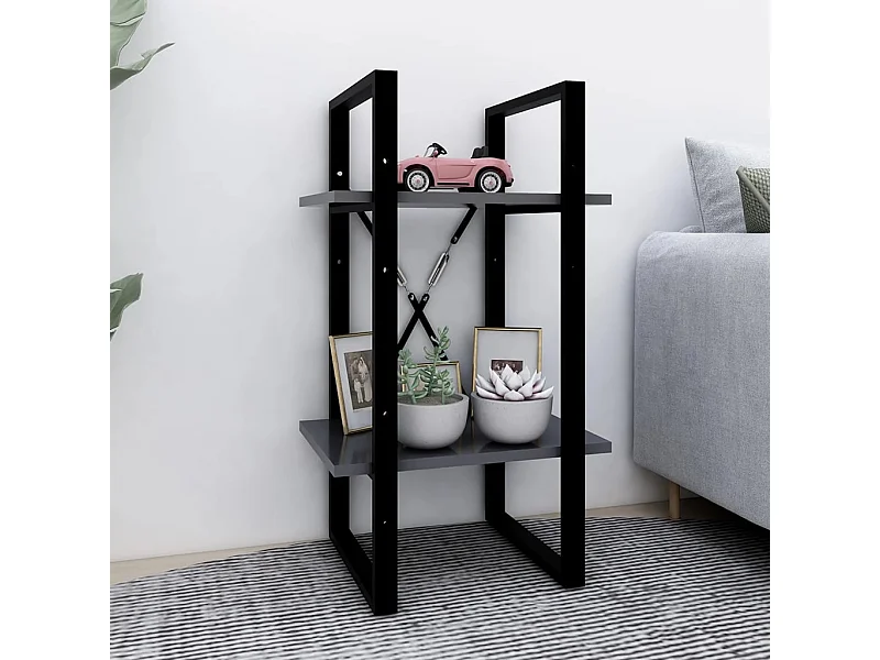 Libreria | Scaffale | Mobile di stoccaggio a 2 Ripiani Grigia 40x30x70 cm in Legno Multistrato