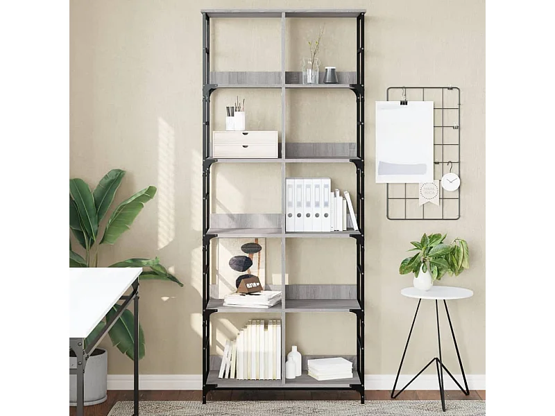 Bibliothèque | Etagère de rangement | Meuble de rangement sonoma gris 78,5x33x188,5 cm bois d'ingénierie