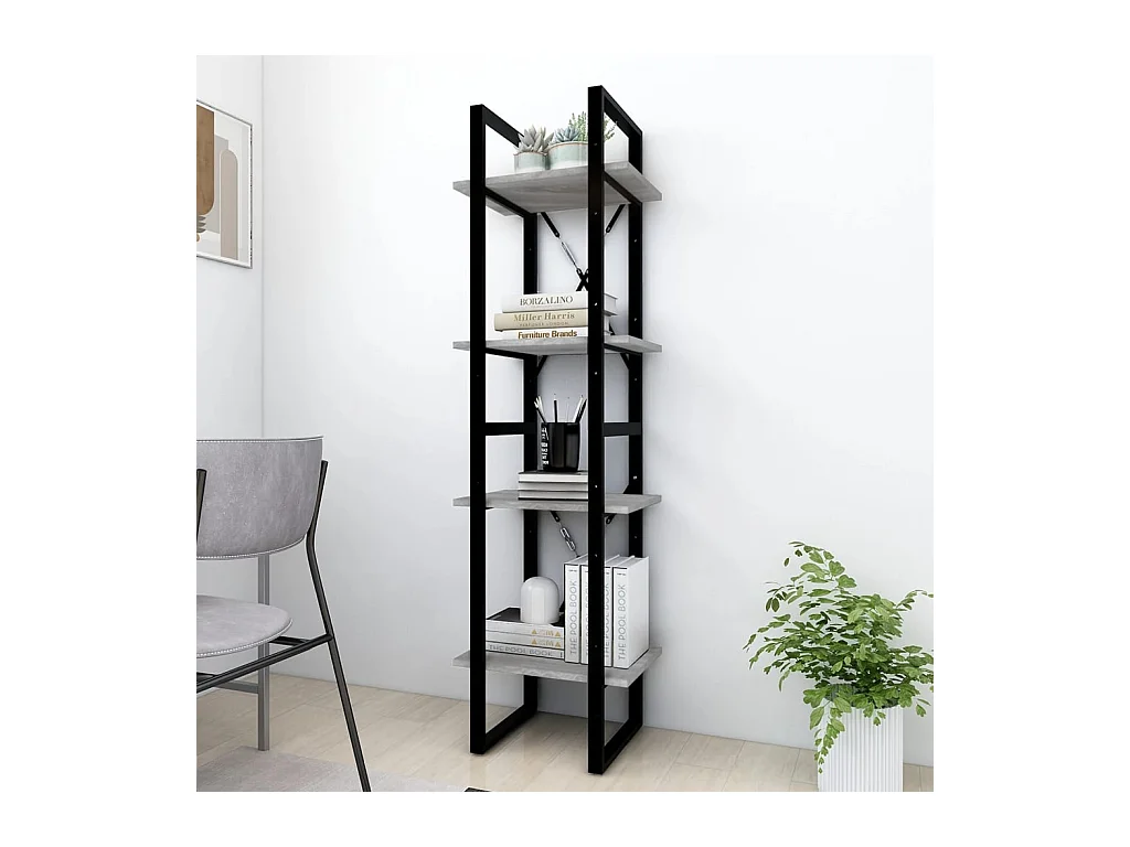 Libreria | Scaffale | Mobile di stoccaggio 4 Ripiani Grigio Sonoma 40x30x140 cm Legno Multistrato