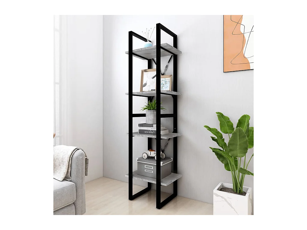 Libreria | Scaffale | Mobile di stoccaggio 4 Ripiani Grigio Sonoma 40x30x140 cm Legno Multistrato